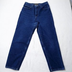 Womens Mom Jeans Vintage 31x 28 90s Dark Wash High Waist Tapered Leg Blue Denim